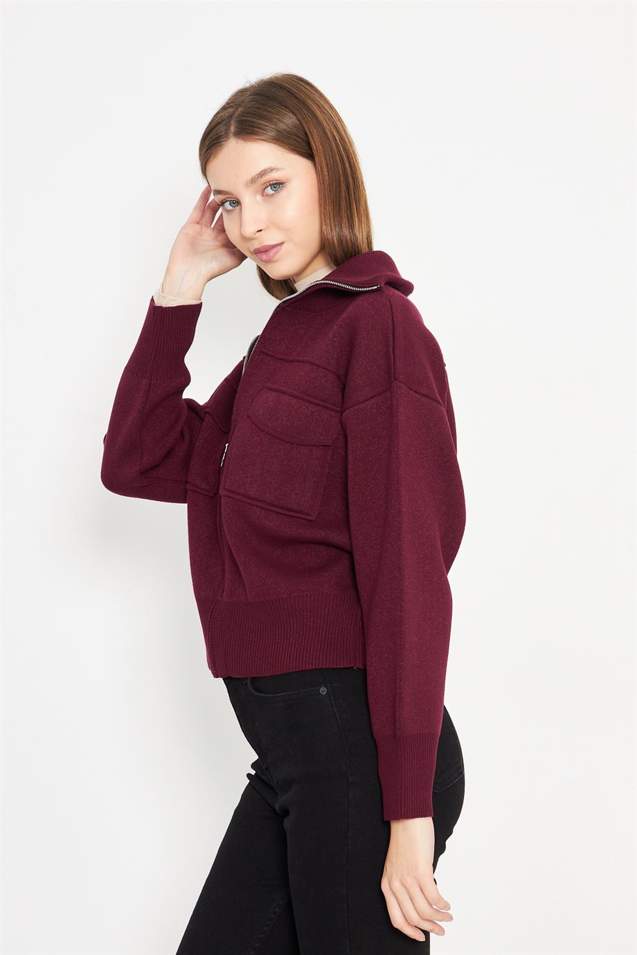 Kadın Çelik Örgü Fermuarlı Triko Mont Kadın Mont 4309