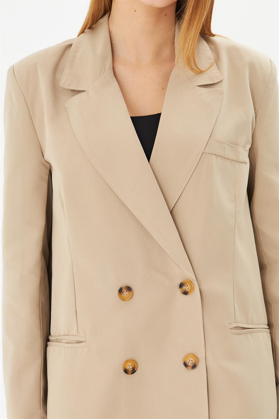 Kadın Düğmeli Oversize Blazer Ceket  2025-T0103