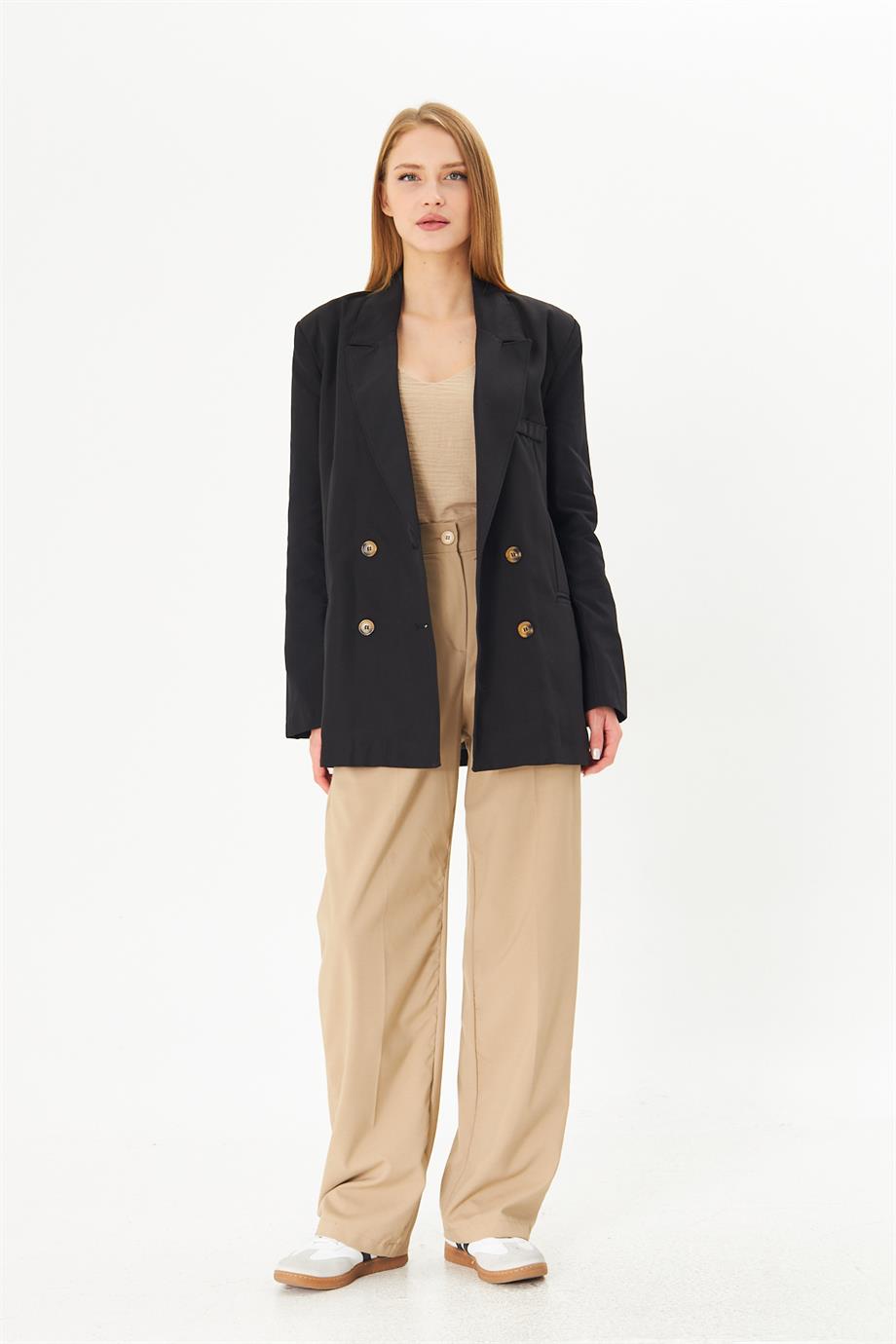 Kadın Düğmeli Oversize Blazer Ceket  2025-T0103