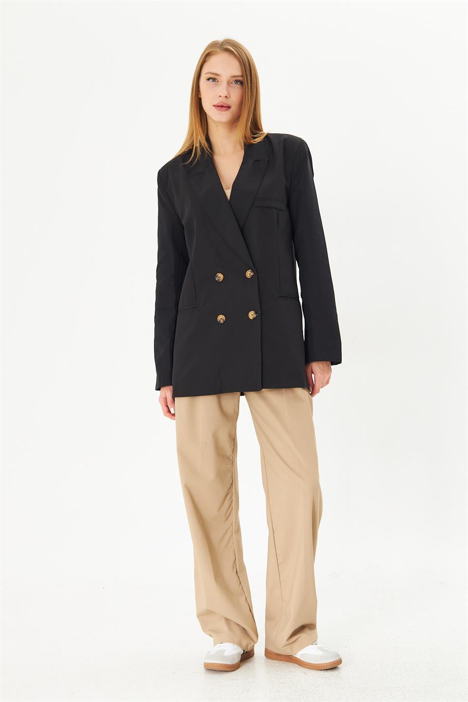 Kadın Düğmeli Oversize Blazer Ceket  2025-T0103