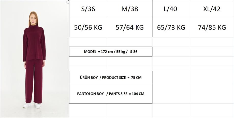 Kadın  Düz Oversize Alt Üst Takım 1308