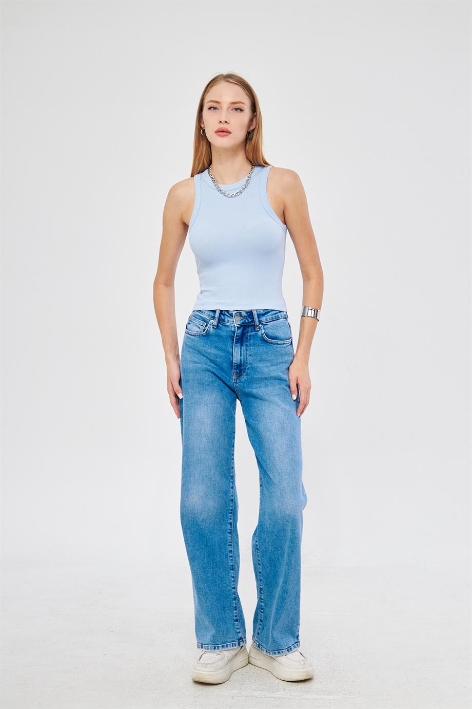 Kadın Fitilli Basic Crop Atlet 4003