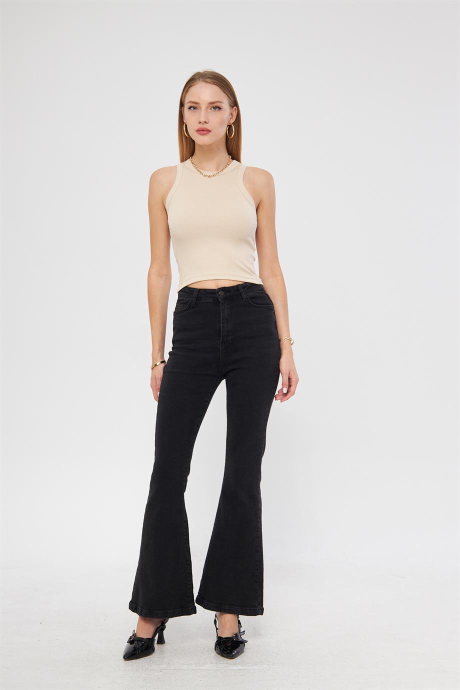 Kadın Fitilli Basic Crop Atlet 4003