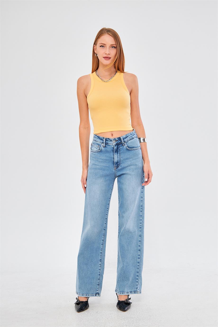 Kadın Fitilli Basic Crop Atlet 4003