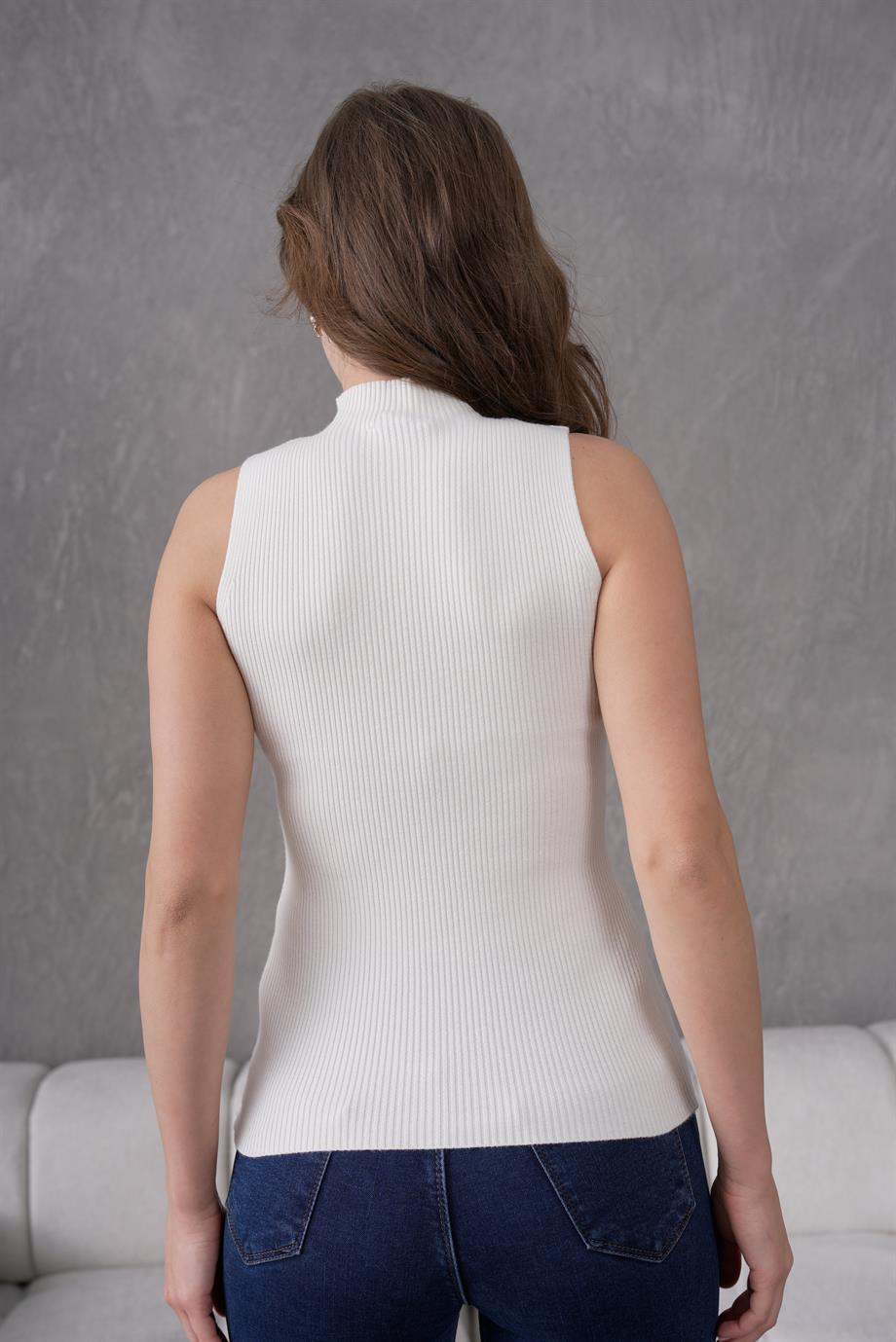 Kadın Fitilli Kolsuz Triko Badi Likralı Body 253101