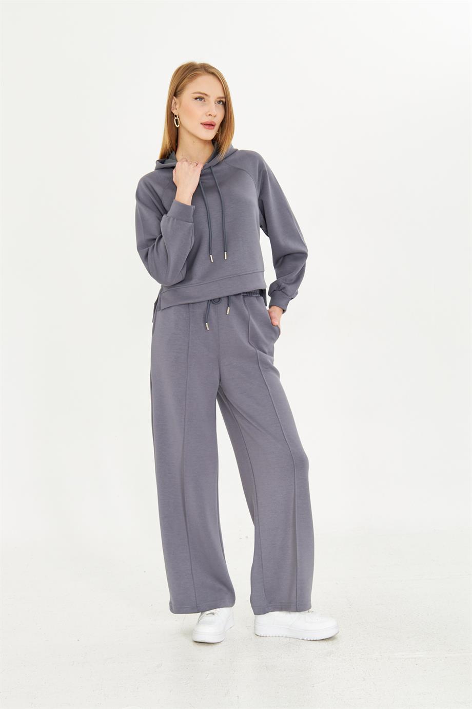 Kadın Modal Kumaş Kapşonlu Eşofman Takımı 5030
