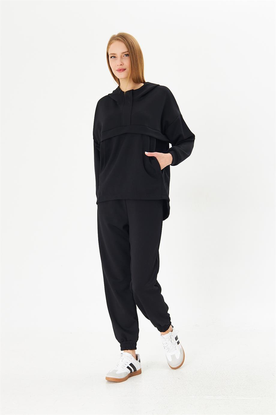 Kadın Oversize Kapşonlu Alt Üst Eşofman Takımı 12807