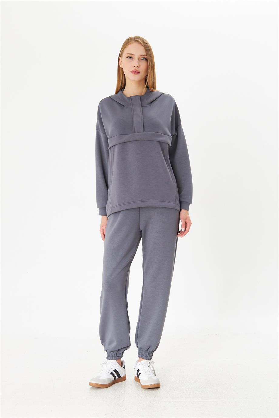 Kadın Oversize Kapşonlu Alt Üst Eşofman Takımı 12807
