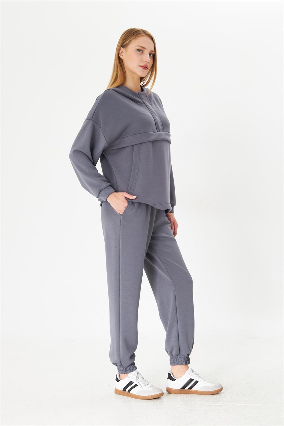 Kadın Oversize Kapşonlu Alt Üst Eşofman Takımı 12807