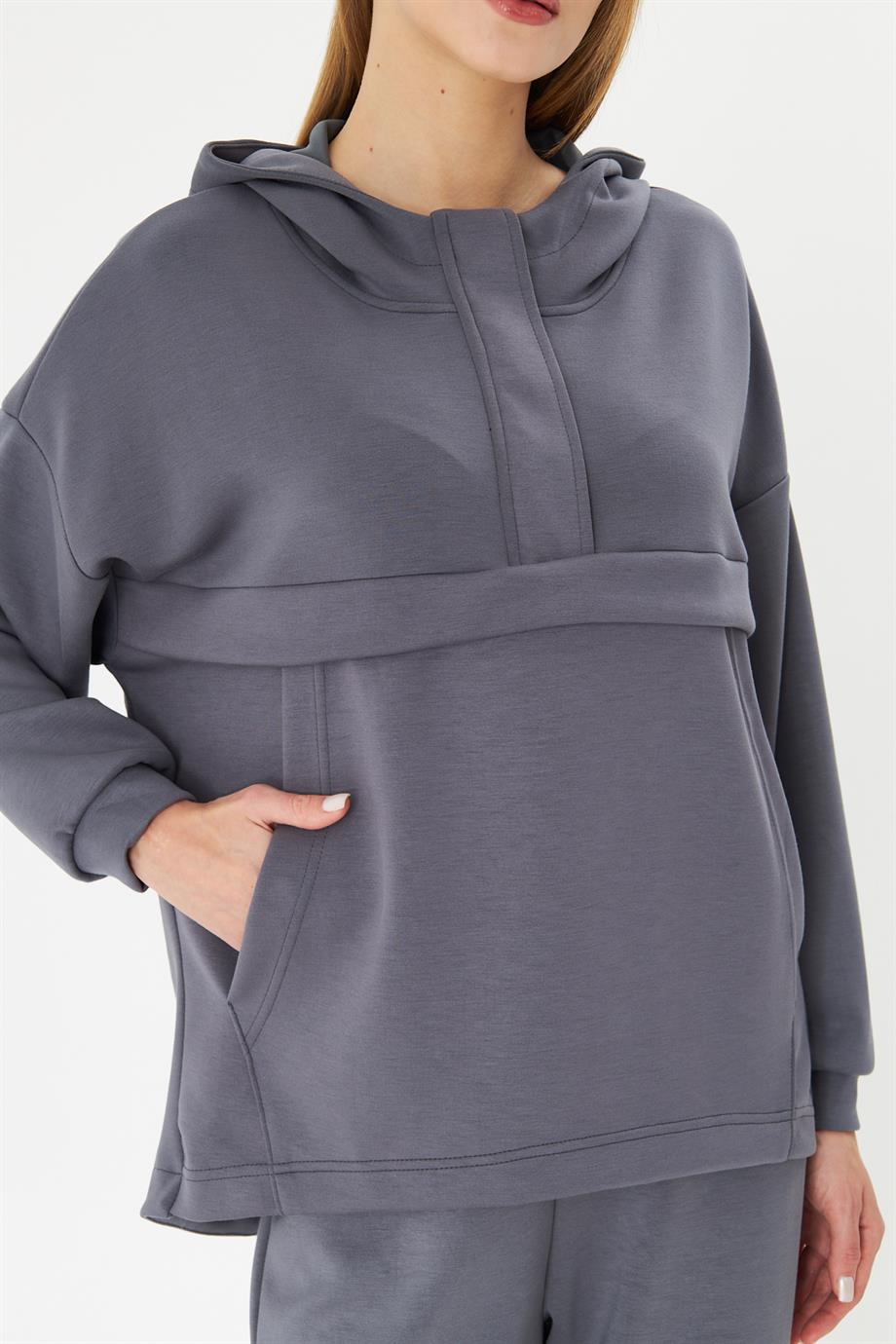 Kadın Oversize Kapşonlu Alt Üst Eşofman Takımı 12807