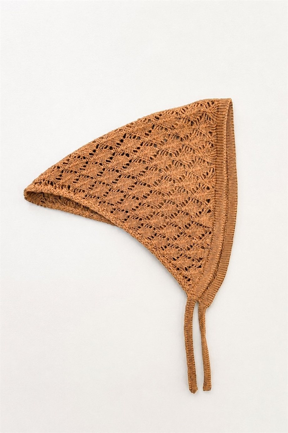 Kadın Pamuklu Yumuşak Dokulu Delikli Triko Bandana 7011 Camel