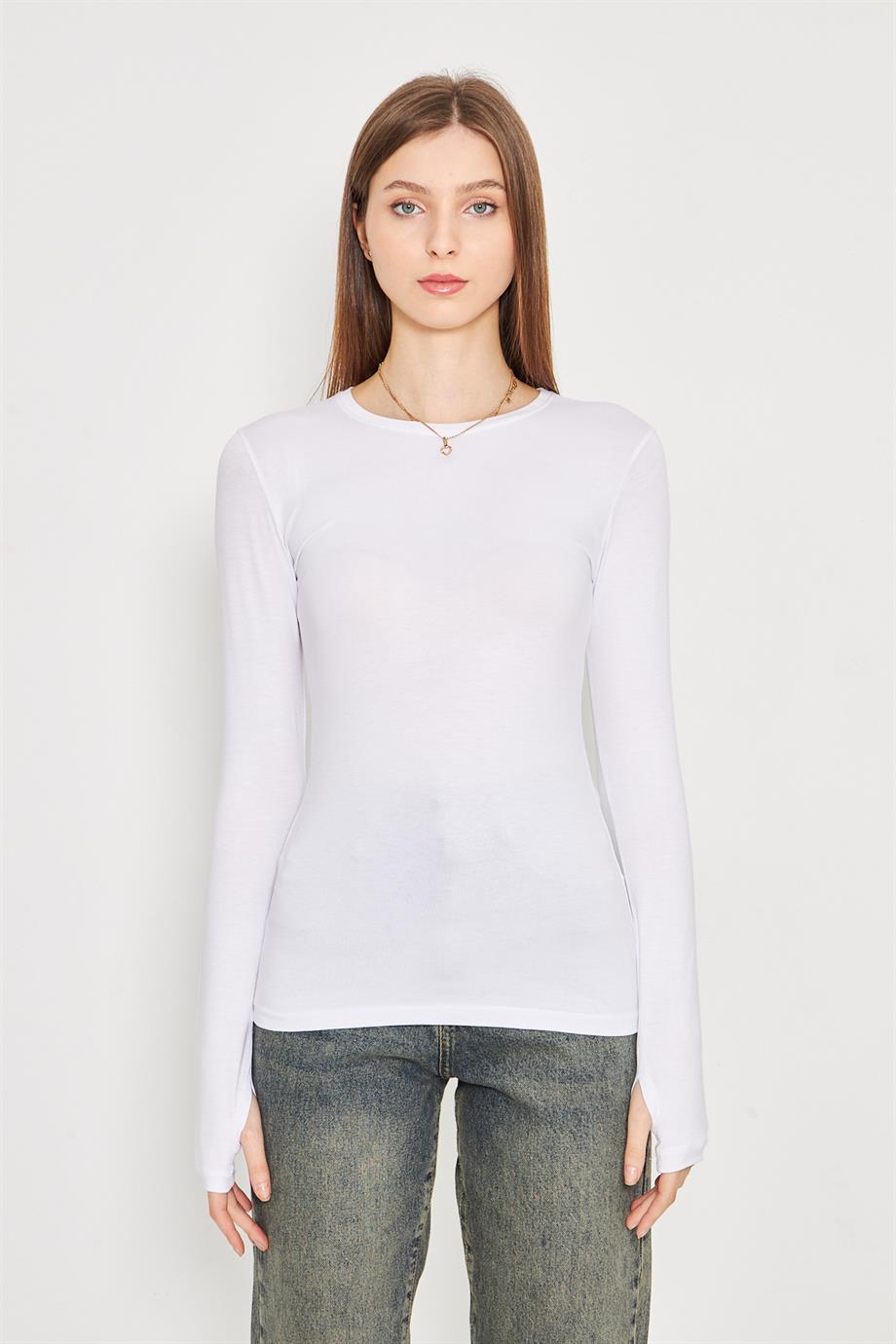 Kadın  Parmak  Detaylı  Bisiklet   Yaka  Likralı  Body  199