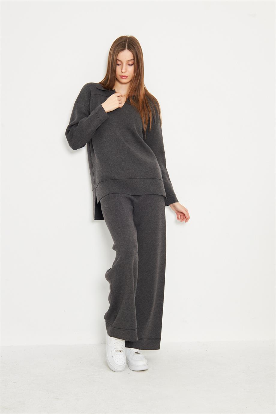 Kadın Polo Yaka Alt Üst Triko Takım 1307