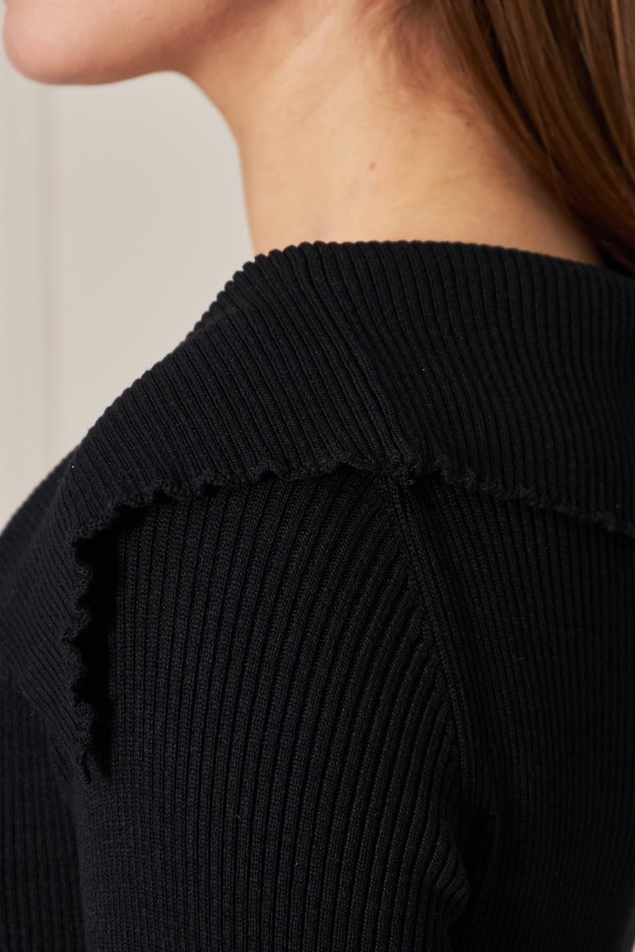 Kadın  Şal Yaka Fitilli Kazak 2906