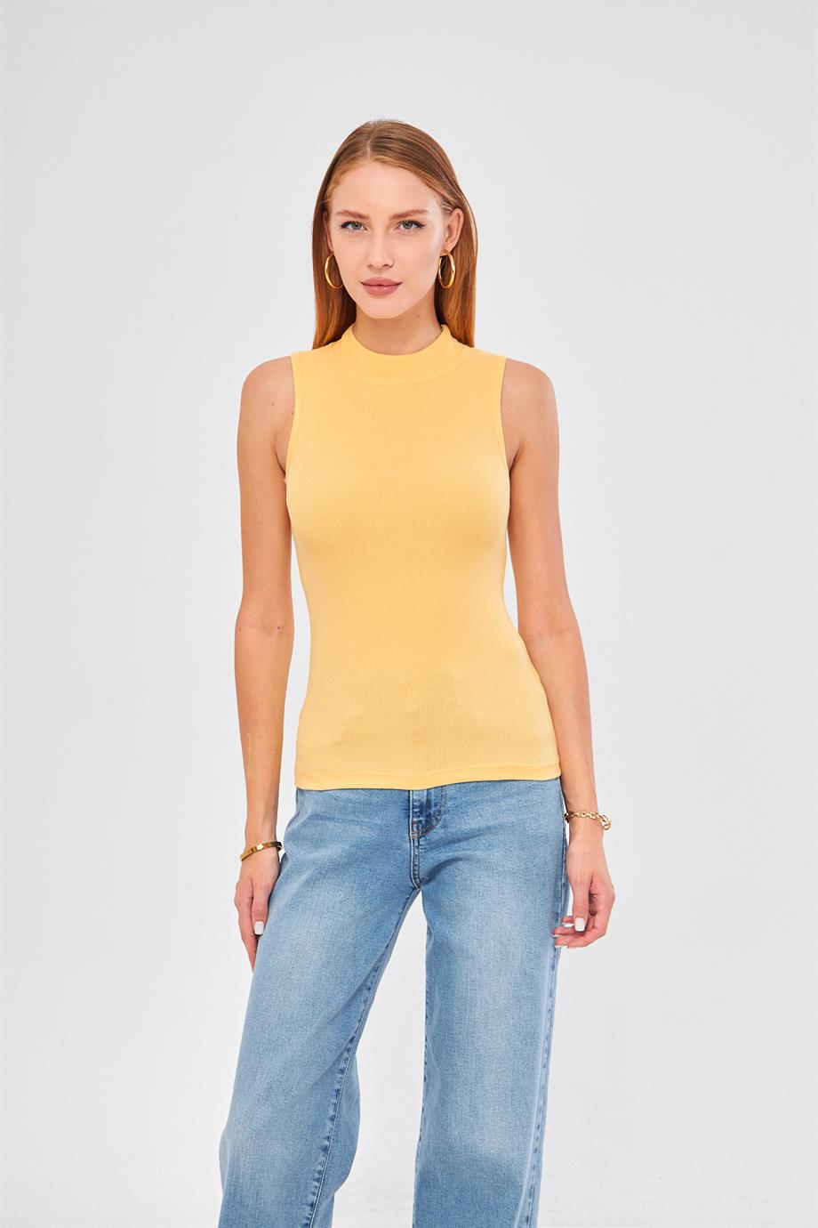 Kadın Sıfır Kol Fitilli Badi Coton Body 6027