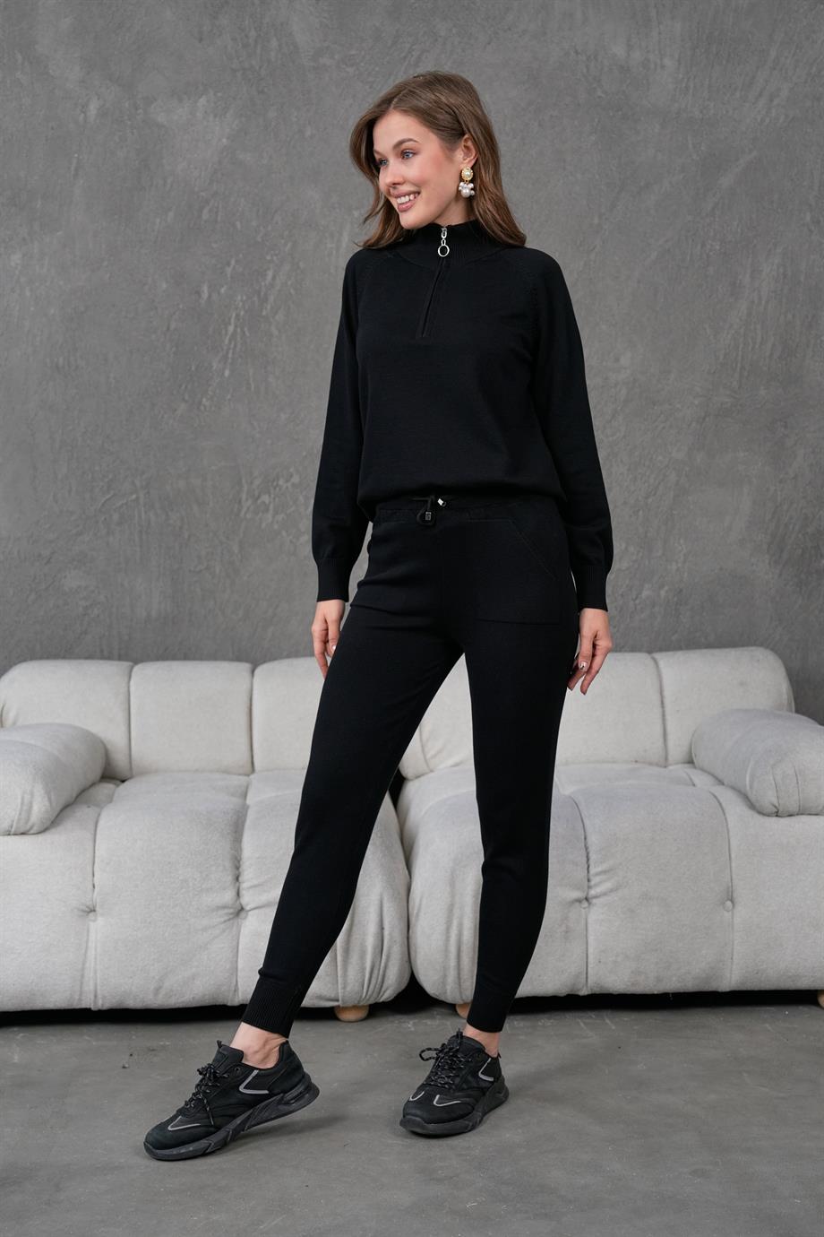 Kadın Triko Fermuarlı Alt Üst Eşofman Takımı 1559