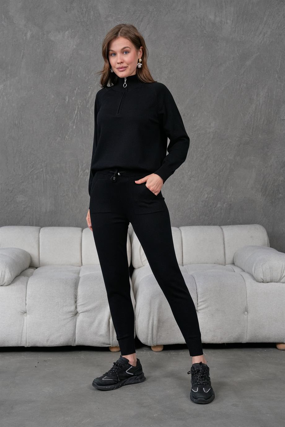 Kadın Triko Fermuarlı Alt Üst Eşofman Takımı 1559