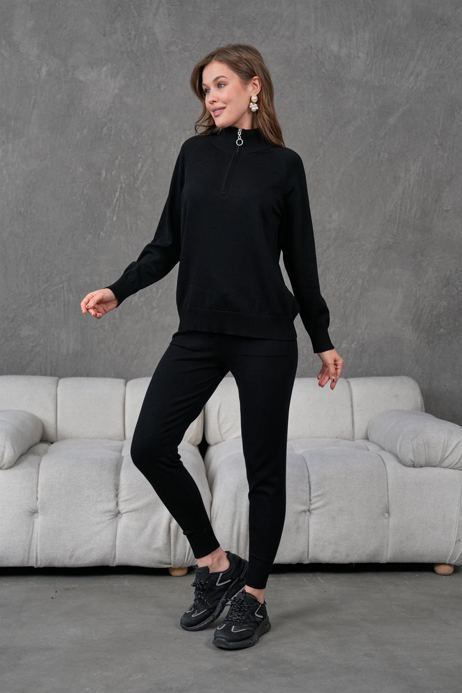 Kadın Triko Fermuarlı Alt Üst Eşofman Takımı 1559