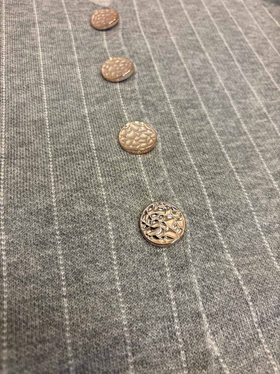 Kadın V Yaka Çizgili Düğmeli Triko Yelek Kadın Yelek 24Y1010