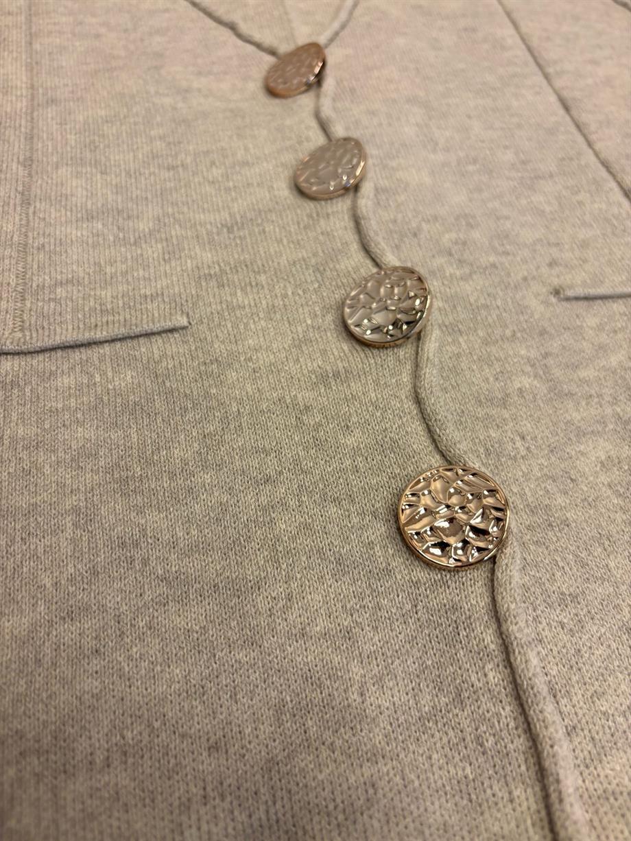 Kadın V yaka Düğmeli Triko Yelek 24YD1500