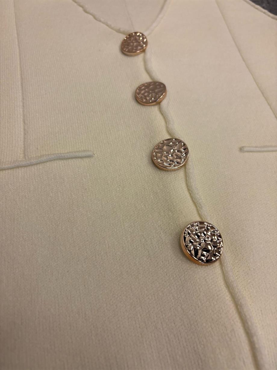 Kadın V yaka Düğmeli Triko Yelek 24YD1500