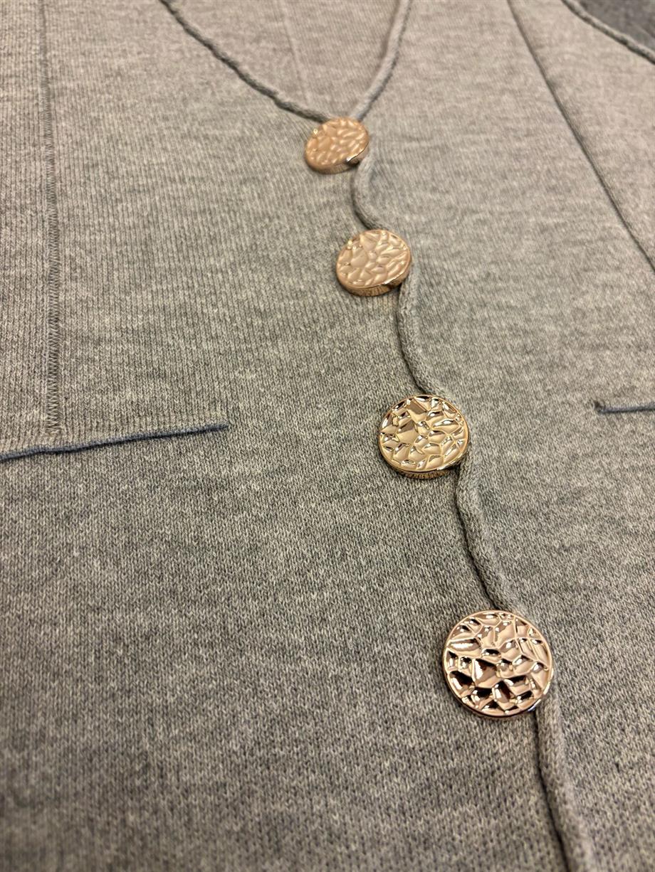 Kadın V yaka Düğmeli Triko Yelek 24YD1500