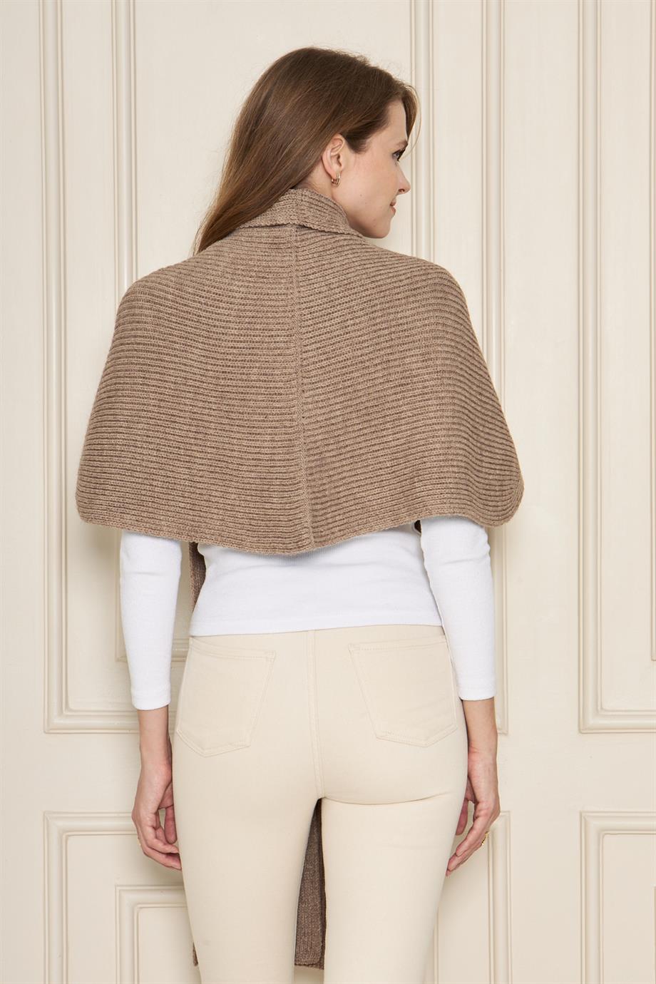 Kadın Yumuşak Dokulu Selanik Örgü Triko Şal 71511 Camel