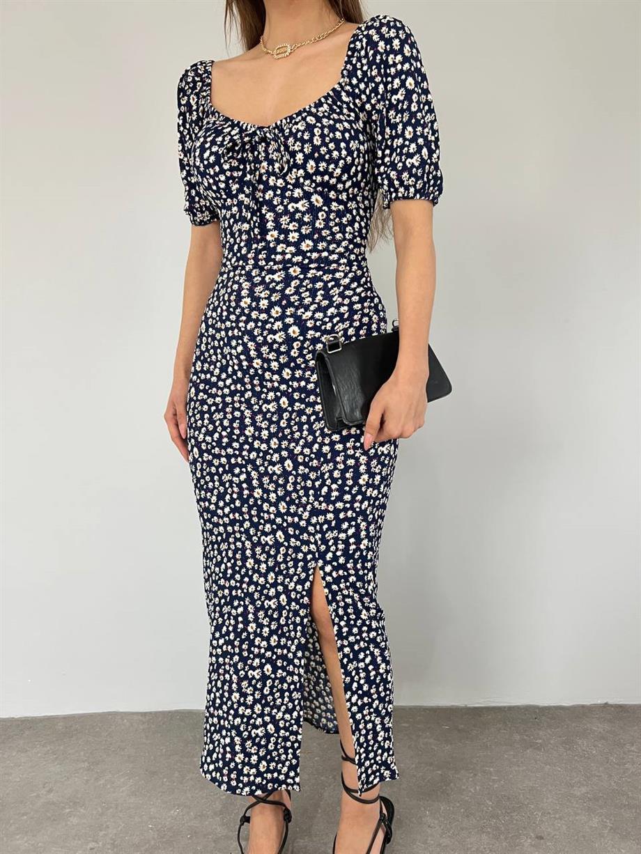 Karpuz Kol Çıtır Yırtmaçlı Elbise 10469