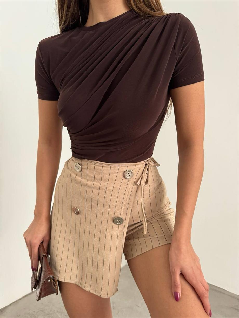 Kısa Kol Büzgülü Bluz 12244