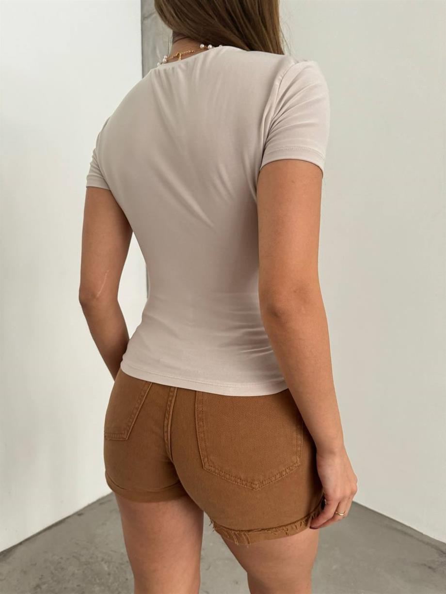 Kısa Kol Büzgülü Bluz 12244