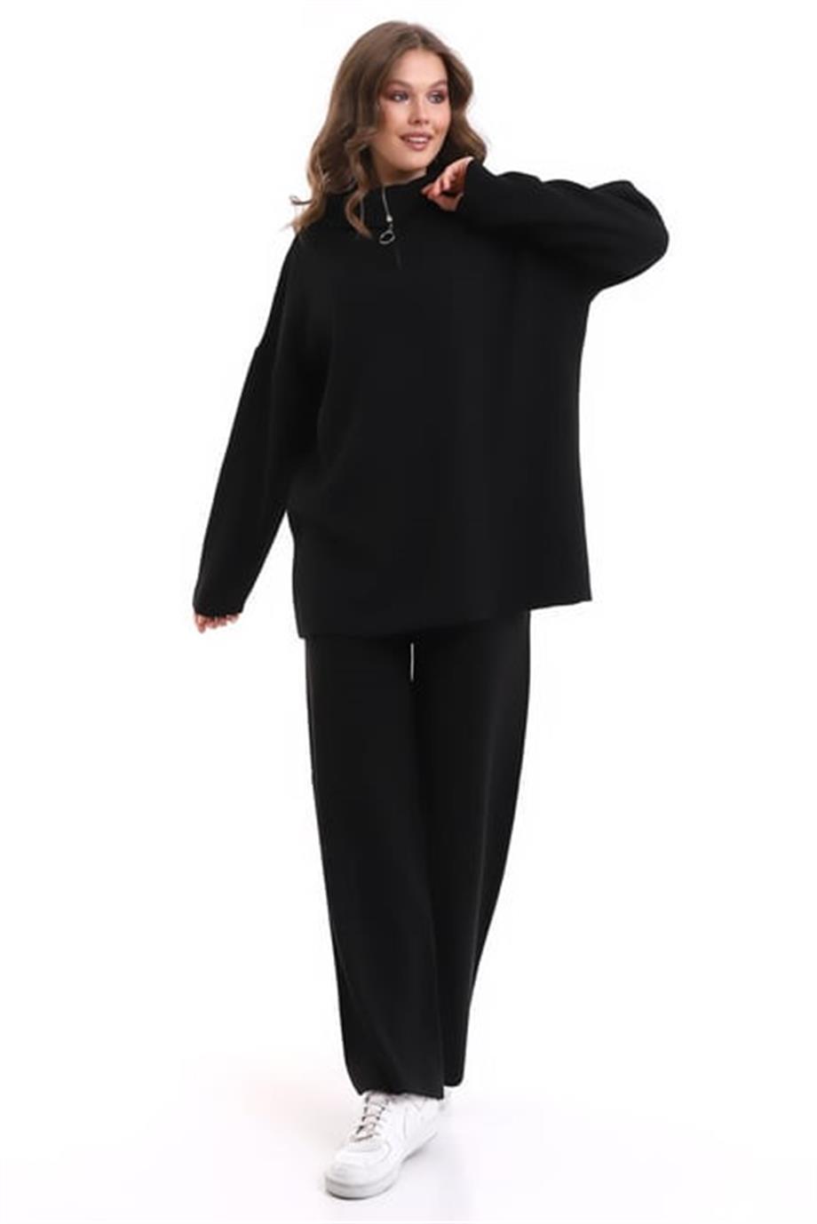 Oversize Fermuarlı Triko Alt Üst Takım 1805