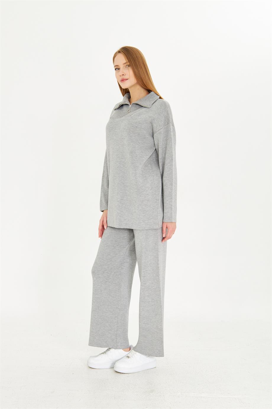 Oversize Fermuarlı Triko Alt Üst Takım 1805