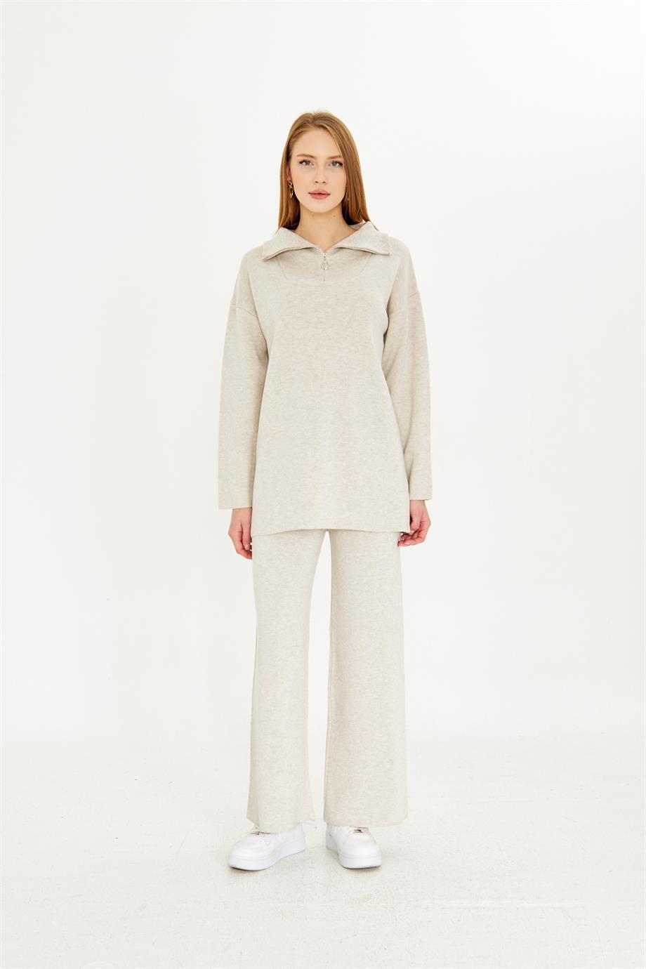 Oversize Fermuarlı Triko Alt Üst Takım 1805