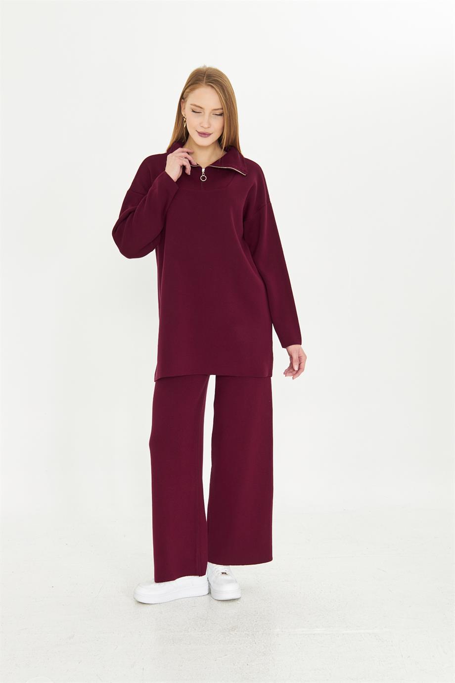 Oversize Fermuarlı Triko Alt Üst Takım 1805