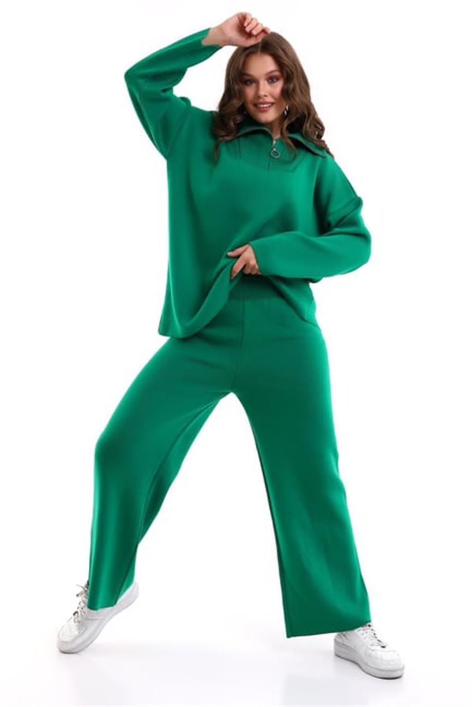 Oversize Fermuarlı Triko Alt Üst Takım 1805