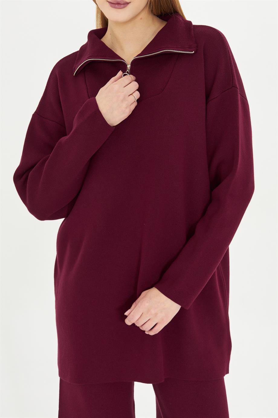 Oversize Fermuarlı Triko Alt Üst Takım 1805