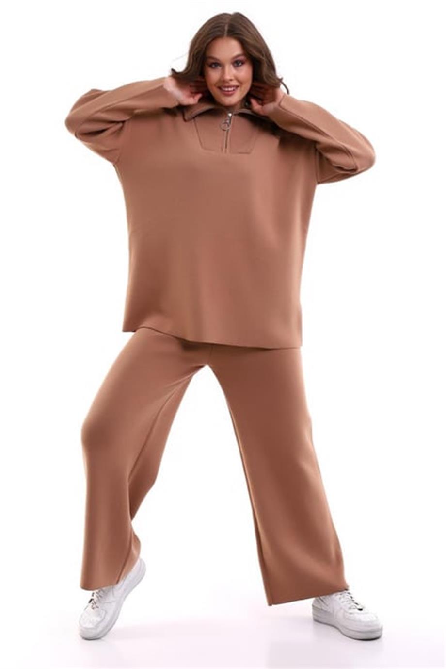 Oversize Fermuarlı Triko Alt Üst Takım 1805