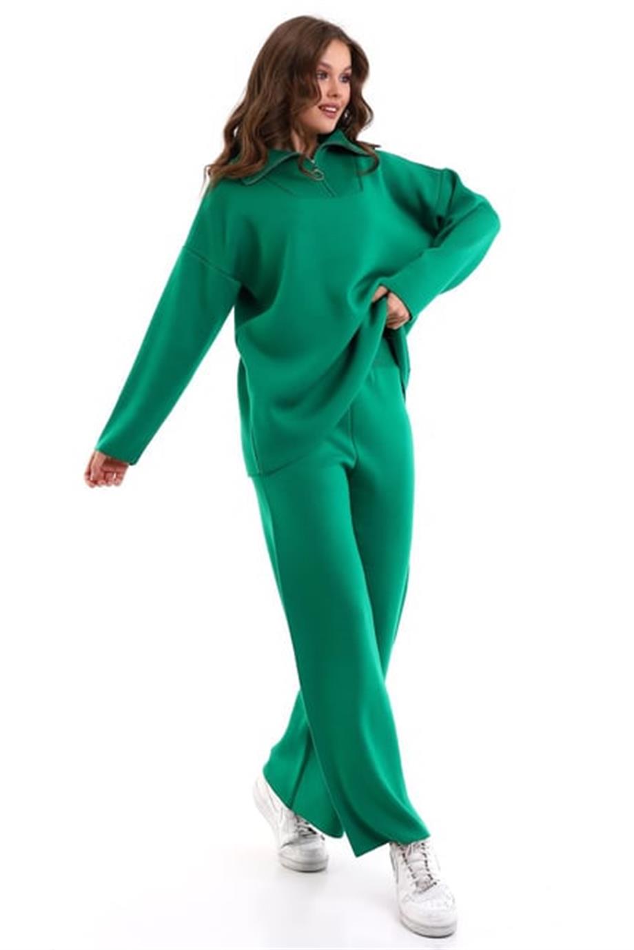 Oversize Fermuarlı Triko Alt Üst Takım 1805