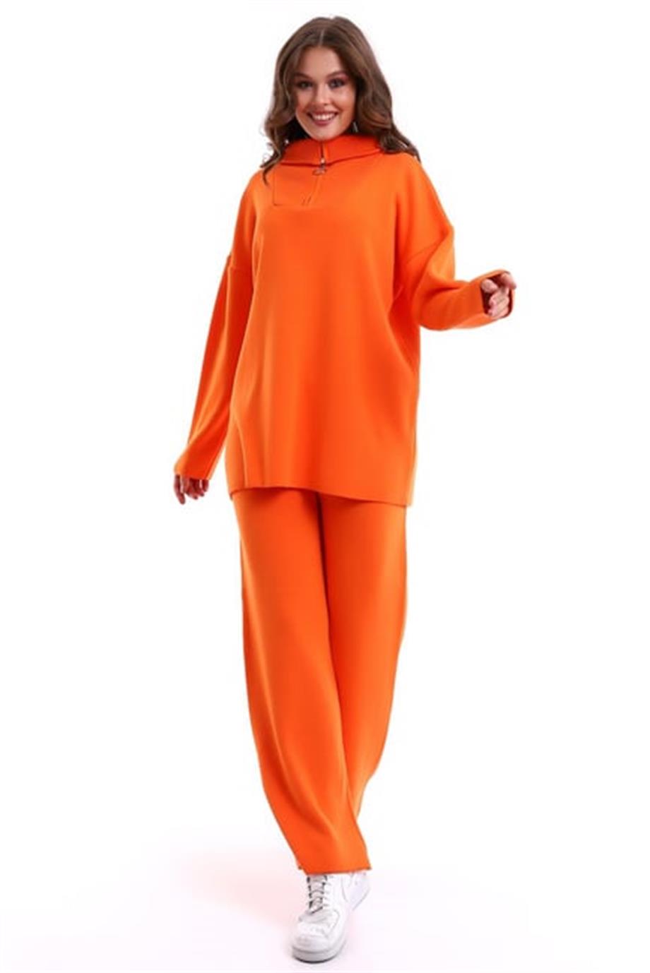 Oversize Fermuarlı Triko Alt Üst Takım 1805