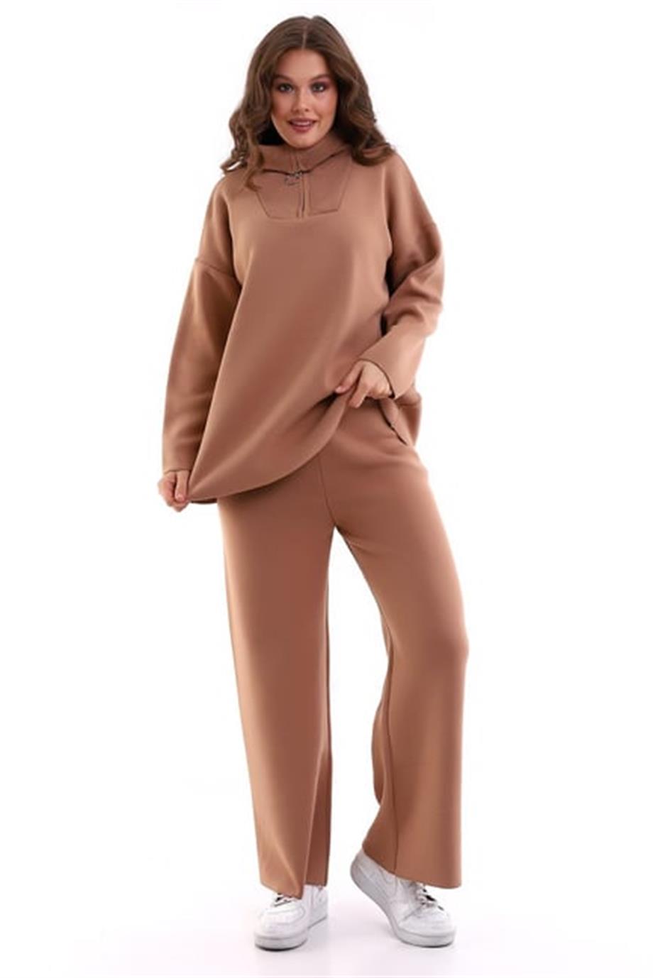 Oversize Fermuarlı Triko Alt Üst Takım 1805