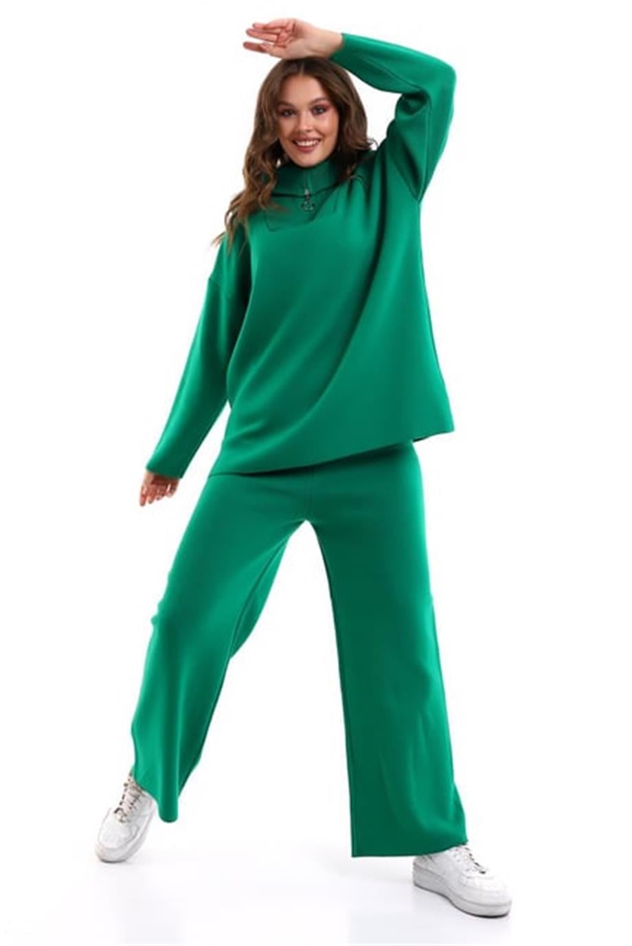 Oversize Fermuarlı Triko Alt Üst Takım 1805