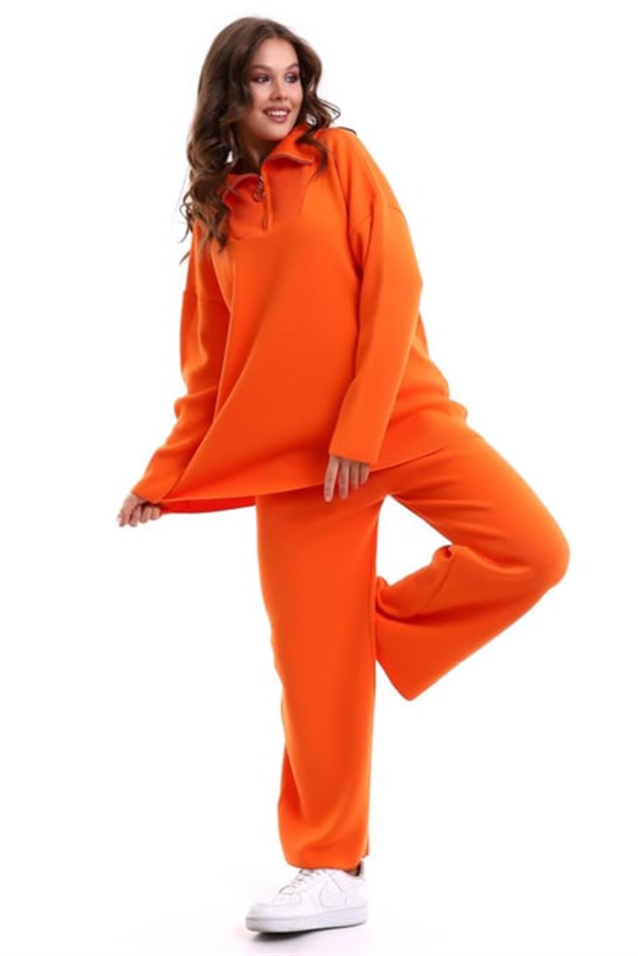 Oversize Fermuarlı Triko Alt Üst Takım 1805