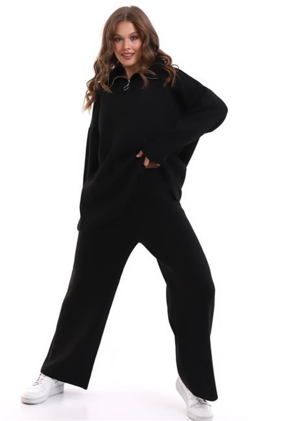 Oversize Fermuarlı Triko Alt Üst Takım 1805