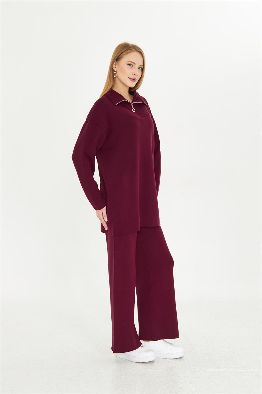 Oversize Fermuarlı Triko Alt Üst Takım 1805