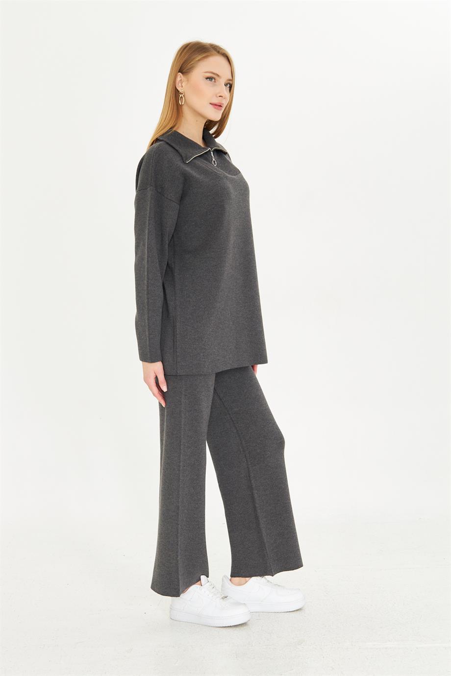 Oversize Fermuarlı Triko Alt Üst Takım 1805