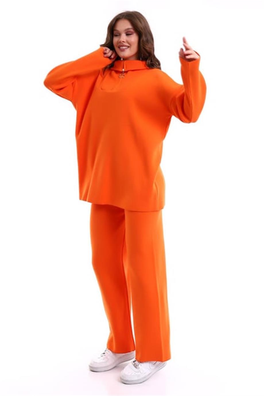 Oversize Fermuarlı Triko Alt Üst Takım 1805