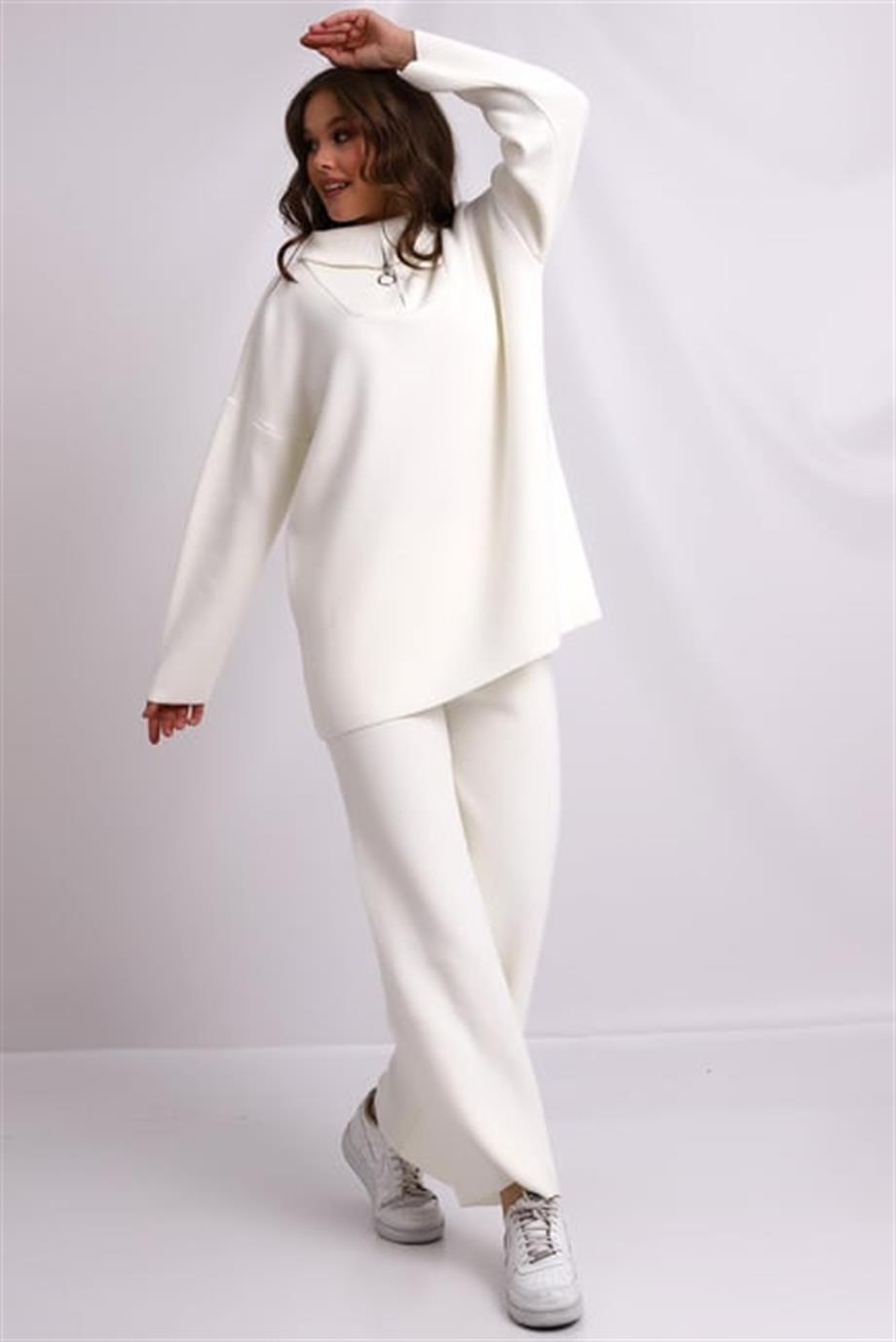 Oversize Fermuarlı Triko Alt Üst Takım 1805