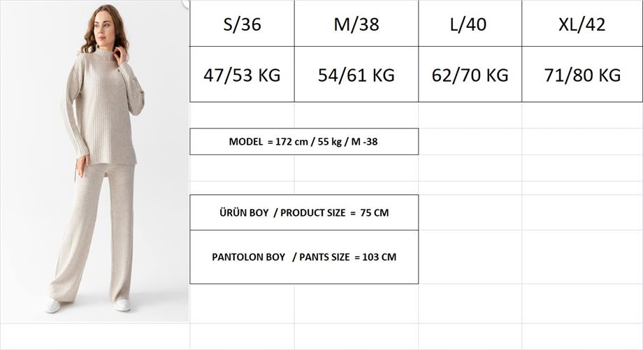 Oversize Fitilli Alt Üst Triko Takım 6308