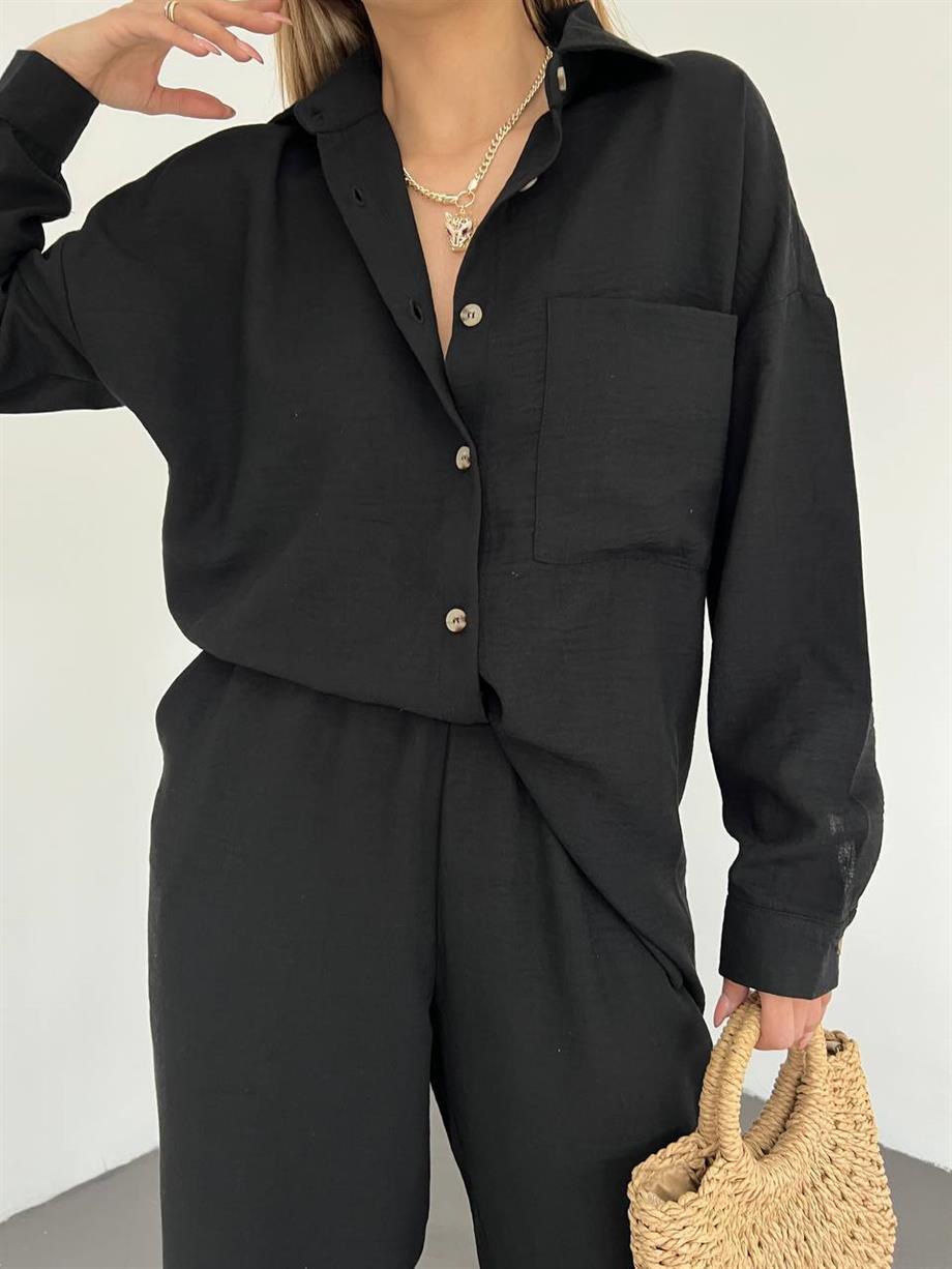 Pera Keten Gömlekli  İkili Set Takım 10277