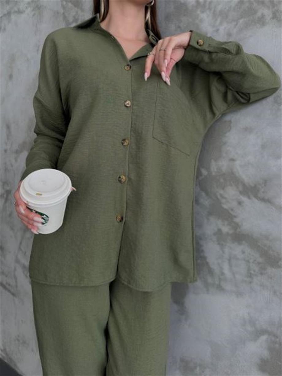 Pera Keten Gömlekli  İkili Set Takım 10277